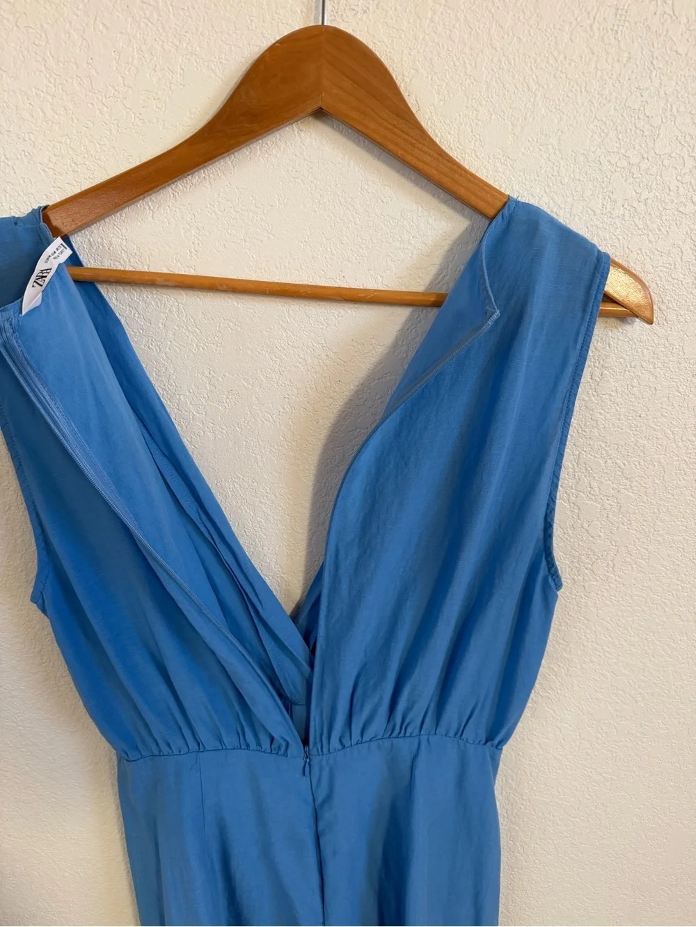 Zara Sky Blue Sleeveless V-Neck Romper